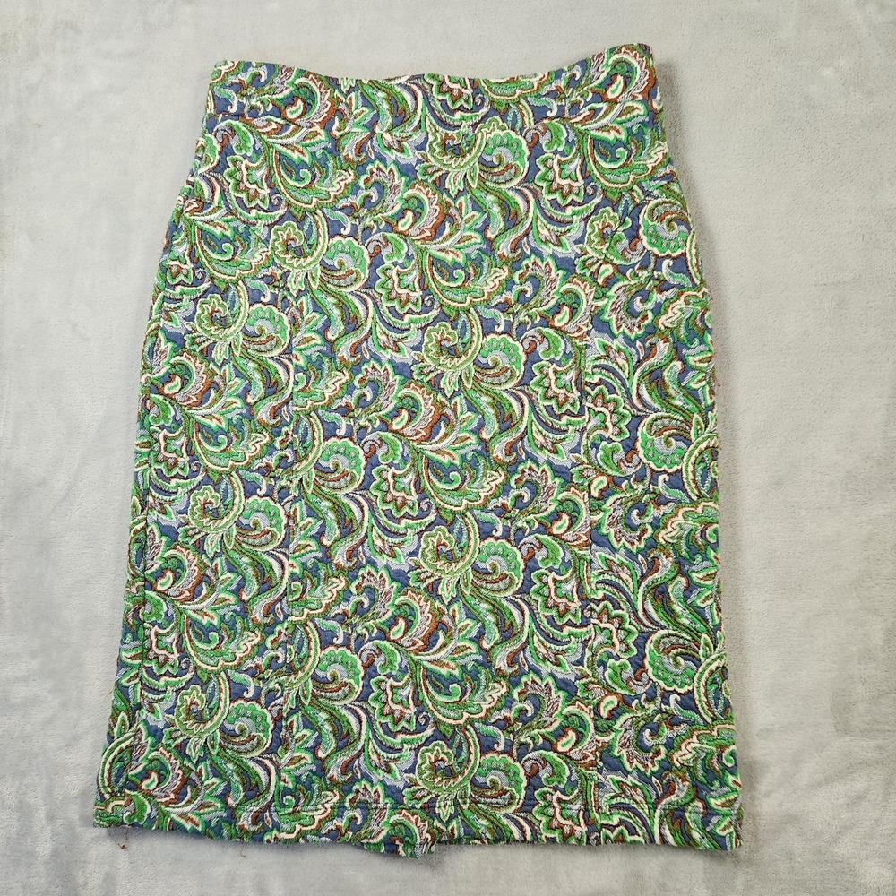 Anthropologie Maeve Women's Sz XS Skirt Paisley Print Green 27" Waist Textured
